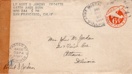 Mariana Islands U.S. 6c Monoplane Air Envelope 1944 U.S. Army Postal Service, A.P.O. 244 Saipan, Mariana Islands 147th A - Mariannes