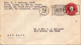Mariana Islands U.S. 2c Washington Circular Die Envelope Overprinted Air 6c Mail 1946 U.S. Navy Headquarters, H&S Battal - Mariannes