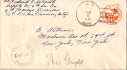 Mariana Islands U.S. 6c Monoplane Air Envelope 1945 U.S. Navy 6th Service Battalion, 6th Marine Division, Saipan, Marian - Mariannes
