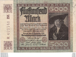 5000 Mark - Allemagne  -   Reichsbanknote - Decembre  1922   - R 677741 B K - Non Classés