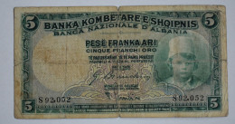 Banknotes  Albania  5 Franka Ari 1926 G/F - Albania