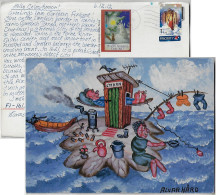 Finland 2012 Humorous Postcard Sent From Oulu To São José Brazil Stamp Christmas Lantern Diabetes Association Label - Briefe U. Dokumente