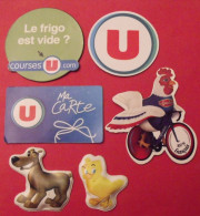 6 Magnets Magasins U Coq Le Gaulois, Poussin Chien Herta.  Aimant Magnet Image. Vers 2000/2010 - Reclame