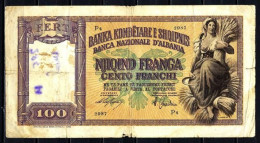 Albanie 1940 Billet 100 Franka (1) Pick 8 Very Fine - Albania