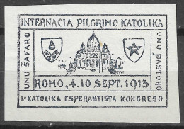 ROME ITALY INTERNATIONAL PLIGRIMIGE CATHOLIC 1913   UNIVERSAL LANGUAGE VIGNETTE CINDERELLA RARE  - Esperanto