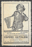 ESPERO KATOLIKA PARIS FRANCE NEWSPAPER BOY   International Language Esperanto Vignette Cinderella  - Esperanto