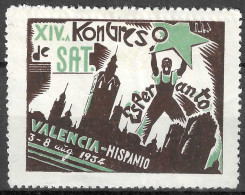 VALENCIA SPAIN 1934 XVI CONGRESS   International Language Esperanto Vignette Cinderella  - Esperanto