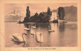 [-5%] SUISSE - Iles De Clarens Et La Dent Du Midi - Lac - Cygnes - Carte Postale Ancienne - Montreux