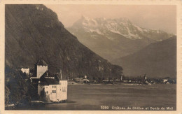 [-5%] SUISSE - Château De Chillon Et Dents Du Midi - Vue Densemble - Carte Postale Ancienne - Veytaux