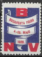 BUDAPEST FOIRO FARE BNV 1929  ESPERANTO UNIVERSAL LANGUAGE VIGNETTE CINDERELLA Reklamemarke - Esperanto