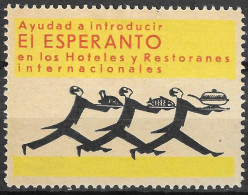  HOTELS RESTAURANTES INTERNATIONAL  ESPERANTO UNIVERSAL LANGUAGE VIGNETTE CINDERELLA Reklamemarke - Esperanto