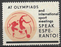 Soccer Football FRANCE ESPERANTO Sport Propaganda Vignette Label Cinderella Ed. Heroldo De Esperanto KÖLN Germany - Esperanto