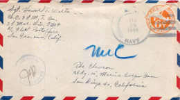 Solomon Islands U.S. 6c Monoplane Air Envelope 1944 U.S. Navy 3rd M.T. Battalion, 3rd Marine Division, Guadalcanal, Solo - British Solomon Islands (...-1978)