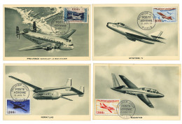 France : PA N°30/33 Obl. 1er Jour Sur 4 Cartes Maximum (1954) - Other & Unclassified