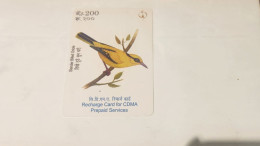 NEPAL-(NP-NTC-CDMA-0001-091224)-Slender Billed Oriole-White-(1)-(551963258926198)-(24/12/2009)-good Card - Nepal