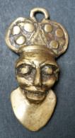Médaille Pendentif Masque Afrique En Bronze Cire Perdue "Roi Africain" Médaille Africaine - African Bronze Medal - Etnica
