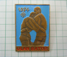 Mongolia 1974 ULAN BATOR Sport Wrestling, Sambo, Competition, Championship, Vintage Pin Padge (ds781) - Lucha