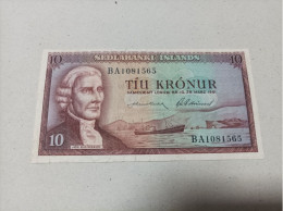 Billete Islandia, 10 Kronur, Año 1961 - Islande