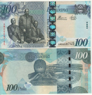 BOTSWANA  100 Pula   P33d   2016  "Three Chiefs (Sebele I, Bathoen I, Khama III)  - Diamonds Mining At Back"  UNC - Botswana