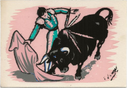 CORRIDA  LOT De 6 CARTES De Scenes De Corrida  (Cartes Feutrées Couleurs Vives.. Mon Scan Fausse Les Couleurs) - Collezioni E Lotti