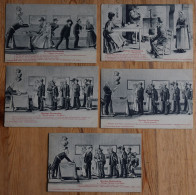 Mariage Morvandiau - Série De 5 CPA Animées - Texte En Patois - Folklore Du Morvan  - (n°29954) - Collections & Lots