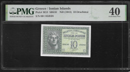 Delcampe - GREECE : Isole Jonie Drachmae 10 ND (1941) PMG 40! My Opinion Is That Its Under Graded!! (see Picture). - Grèce