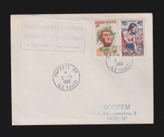 Enveloppe Première Liaison T.A.I. - Air France - Polynésie - France Via Los Angeles - 6 Mai 1960 (ligne Tour Du Monde) - Briefe U. Dokumente