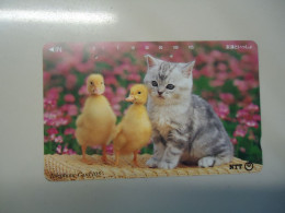 JAPAN   USED CARDS  ANIMALS  CAT CATS  DUCKS - Cats