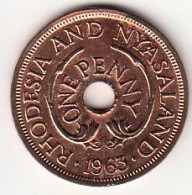 Rhodesia Nyasaland, Queen Elizabeth II, 1 Penny 1963 Coin, Circulated - Rhodésie
