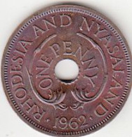 Rhodesia Nyasaland, Queen Elizabeth II, 1 Penny 1962 Coin, UNC - Rhodésie