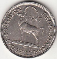 Rhodesia, King George VI, 2 Shillings 1947 Coin, Circulated - Rhodésie