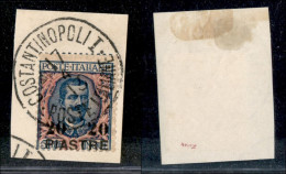 1908 - 20 Piastre Su 5 Lire Floreale (17) Usato Su Frammento - Other & Unclassified