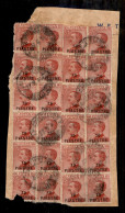 1921 - 10 Piastre Su 60 Cent (32) - 24 Pezzi In Blocchi (6 + 6 + 12) Usati Su Frammento - Qualche Difetto - Da Esaminare - Other & Unclassified