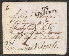 113 Livourne - Lettera Per Napoli Del 3.6.1810 - Tassata - Other & Unclassified