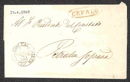 Trinacria - Com. Capo Distr. Cefalù + Cefalù - Piego Per Petralia Del 15.4.48 - Other & Unclassified