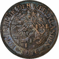 Pays-Bas, Wilhelmina I, 2-1/2 Cent, 1916, Utrecht, Bronze, TTB - 2.5 Cent