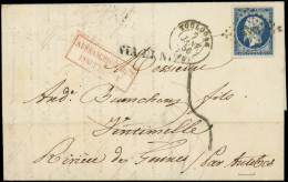 Delcampe - Let EMPIRE NON DENTELE - 14Aa 20c. Bleu Foncé, T I, Obl. PC 3383 S. LAC, Càd T15 TOULOUSE 7/1/56, "affrt Insuff.", TAXE  - 1849-1876: Periodo Classico