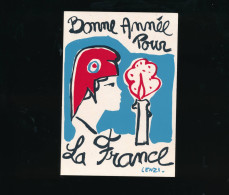 Delcampe - Carte Signature Originale Illustrateur Marc LENZI - 1991 (tirage Limité) - Bonne Année Pour La France - Marianne - Lenzi