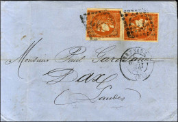 Delcampe - GC 532 / N° 48 (2) Superbe Nuance Ocre Càd T 17 BORDEAUX (32) Sur Lettre 3 Ports Pour Dax. 1871. - TB / SUP. - R. - 1870 Emissione Di Bordeaux