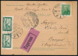 1933 Budapest Helyi Expressz Levelezőlap 3 Bélyeges Bérmentesítéssel "M.KIR.KÖZPONTI TÁVÍRÓ HIVATAL BUDAPEST" - Other & Unclassified