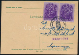 1938 Levelezőlap 1f Párral "MAGYAR KIR. POSTA 141" + "NAGYCENK" Lila Vonalbélyegzéssel - Other & Unclassified