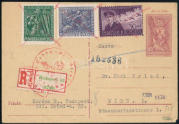 1943 Ajánlott Cenzúrázott Levelezőlap áthúzott Díjjeggyel és Bélyegekkel Bécsbe - Other & Unclassified