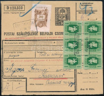 1947 Csomagszállító 6 X 1Ft Bérmentesítéssel "ŐRCSÜTÖRTÖK POSTA ÜGYN." Kaszaperre / Parcel Card - Other & Unclassified