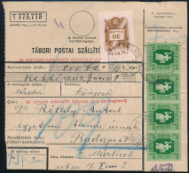 1948 Tábori Posta Szállítólevél Késői Felhasználás 5 X 1,40Ft Bérmentesítéssel / Parcel Card With 5 X 1,40Ft Franking - Other & Unclassified