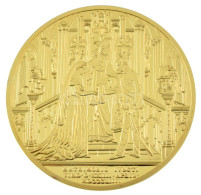 DN "Magyar Aranyóriások - Ferenc József és Erzsébet Házassági érme 1854" Aranyozott Cu Utánveret Kapszulában (46mm) T:PP - Unclassified