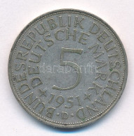 NSZK 1951D 5M Ag T:XF Patina FRG 1951D 5 Mark Ag C:XF Patina Krause KM#112 - Unclassified