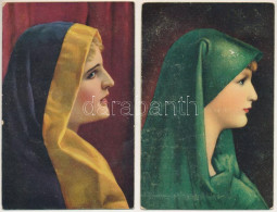 2 Db Régi Stengel Művészlap: Hölgyek / 2 Pre-1945 Stengel Art Postcards: Ladies - Unclassified