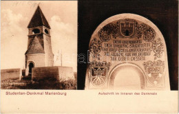 ** T1 Barcaföldvár, Földvár, Marienburg, Feldioara; Studenten-Denkmal, Aufschrift Im Inneren Des Denkmals / Diákemlékmű  - Unclassified