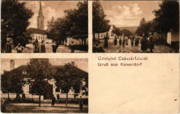 * T3 Császárfalu, Kalistrof, Kaisersdorf; Templom, Utca. Gellis Henrik Kiadása / Kirche, Strasse / Church, Street (EB) - Unclassified