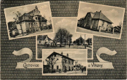 T3 Cachovice U Vlkavy (Vlkava), Railway Station, Main Square, Inn, Villa (surface Damage) - Unclassified